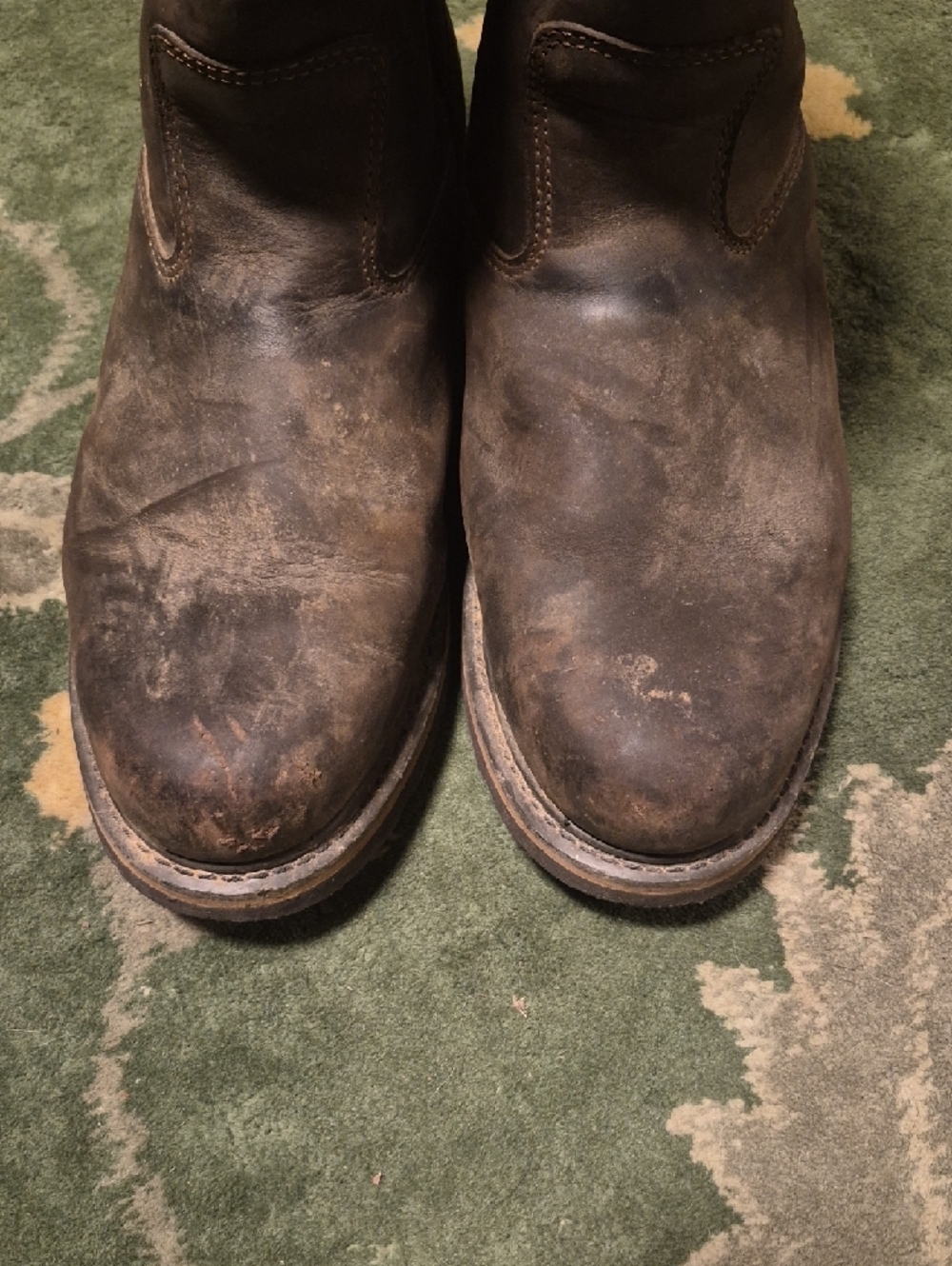 Men's Brown Leather Pull-On Work Boots - Picture 3 of 14